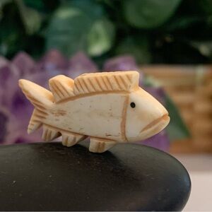 Vintage Fish Bone Bead Native American Style Hand Carved Fetish Animal Mini 1.6"